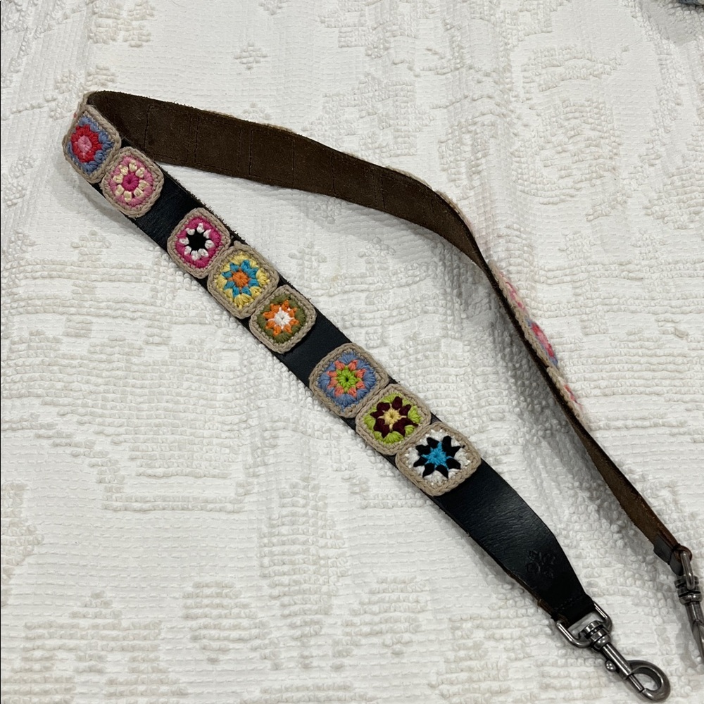 Patricia Nash Multicolor Granny Square Crochet Crossbody/Guitar Strap